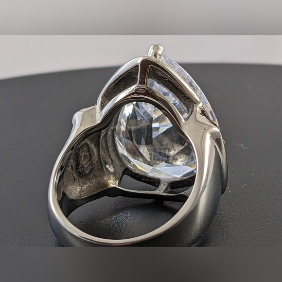 Huge Pear shaped CZ Stainless Steel Ring - Picture 11 of 11